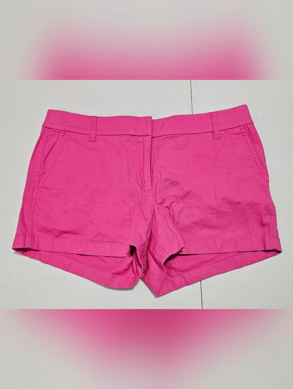J. Crew Bright Barbie Pink High-Waist Cotton Shorts Size 12